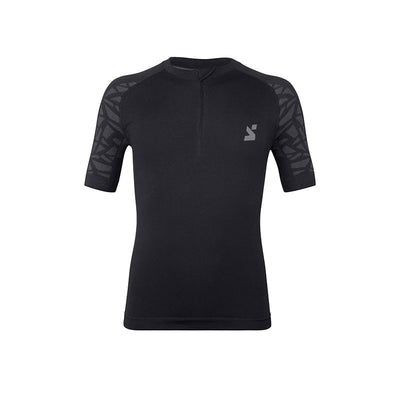 Maglia tecnica sportiva manica corta con zip uomo