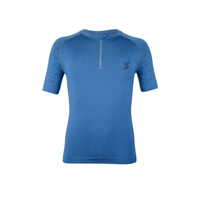 Maglia tecnica sportiva manica corta con zip uomo