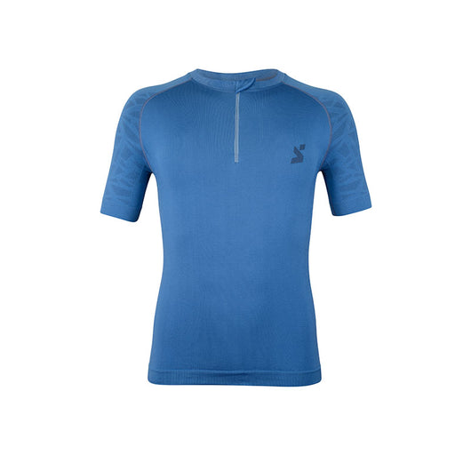 Maglia tecnica sportiva manica corta con zip uomo