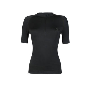 Maglia tecnica sportiva manica corta con zip donna