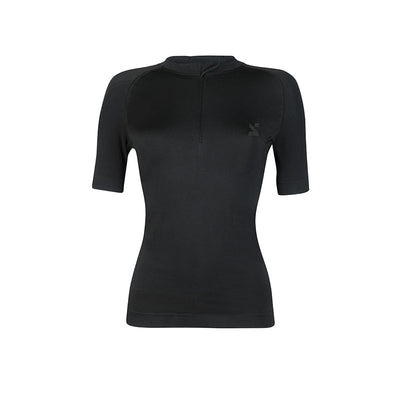 Maglia tecnica sportiva manica corta con zip donna