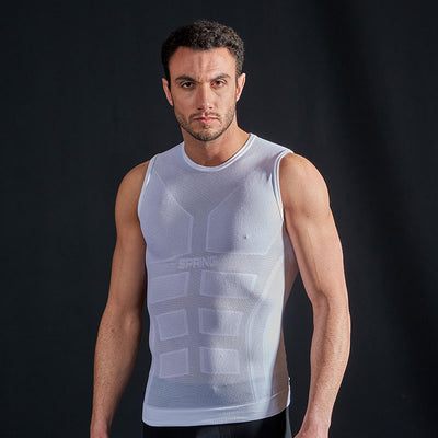 Canotta sportiva uomo Spring Revolution in rete, traspirante e tecnica per attività intense