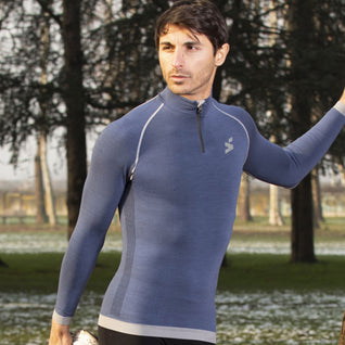 Maglia tecnica sportiva in lana merino manica lunga uomo