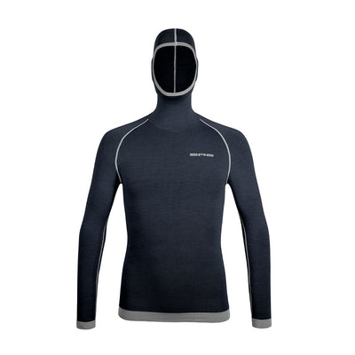 Maglia termica da sci in Lana Merino con passamontagna integrato uomo