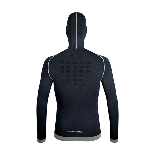 Maglia termica da sci in Lana Merino con passamontagna integrato uomo